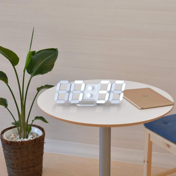 White 3D Led Digital Clock