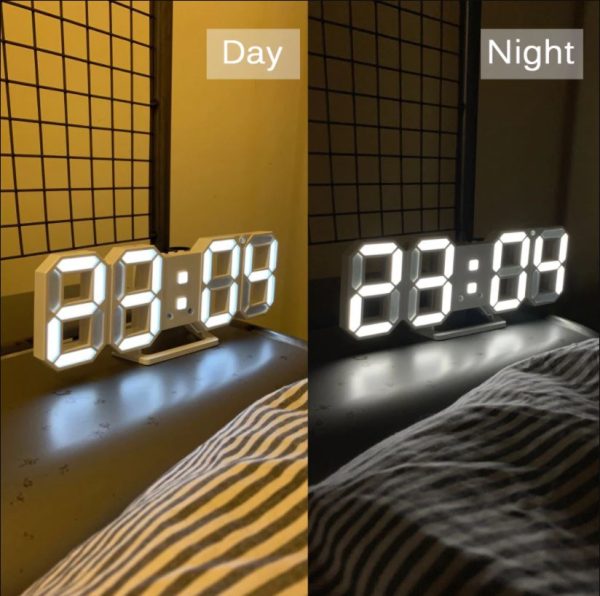 White 3D Led Digital Clock